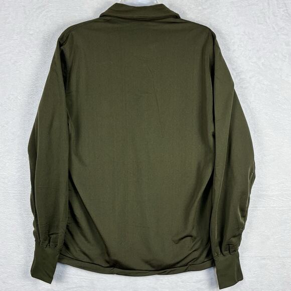 VTG US Army Military 1/4 Zip Fleece Sleep Shirt Mens M Green Heat Retentive USA - Picture 2 of 6